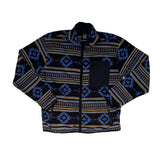 Vintage Original Deluxe Fleece Jacket L Blue/Black Southwestern Crazy Pattern